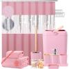 imageBathroom SetBathroom Sets with Shower Curtain and Rugs Sequin Shower Curtain Set Orange Bathroom Rugs Sets Bathroom DecorPink