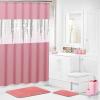 imageBathroom SetBathroom Sets with Shower Curtain and Rugs Sequin Shower Curtain Set Orange Bathroom Rugs Sets Bathroom DecorPink1