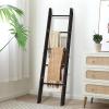 imageBlanket Ladder for Living Room 5Tier Wooden Ladder Shelf Rustic Decorative Blanket Rack for Blankets Quilts Farmhouse Decor Ladder Shelf for Bedroom Bathroom Home Christmas Decor BlackBlack