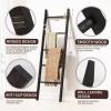 imageBlanket Ladder for Living Room 5Tier Wooden Ladder Shelf Rustic Decorative Blanket Rack for Blankets Quilts Farmhouse Decor Ladder Shelf for Bedroom Bathroom Home Christmas Decor BlackBlack
