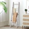 imageBlanket Ladder for Living Room 5Tier Wooden Ladder Shelf Rustic Decorative Blanket Rack for Blankets Quilts Farmhouse Decor Ladder Shelf for Bedroom Bathroom Home Christmas Decor BlackWhite