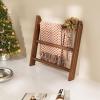 imageBlanket Ladder for Living Room 5Tier Wooden Ladder Shelf Rustic Decorative Blanket Rack for Blankets Quilts Farmhouse Decor Ladder Shelf for Bedroom Bathroom Home Christmas Decor BlackBrownsmall