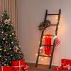 imageBlanket Ladder for Living Room 5Tier Wooden Ladder Shelf Rustic Decorative Blanket Rack for Blankets Quilts Farmhouse Decor Ladder Shelf for Bedroom Bathroom Home Christmas Decor BlackBlack