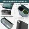 imageDark Green and Gold Bathroom Accessories Set 9PCS Bathroom Sets Slim Narrow Trash Can with Press Top Lid Toilet Brush Soap Dispenser Toothbrush Holder Set Soap Dish for Bathroom Kitchen