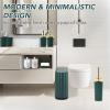 imageDark Green and Gold Bathroom Accessories Set 9PCS Bathroom Sets Slim Narrow Trash Can with Press Top Lid Toilet Brush Soap Dispenser Toothbrush Holder Set Soap Dish for Bathroom Kitchen