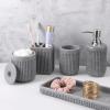 image8Piece Matte Black Bathroom Set  Luxury Resin Bathroom Accessories Sets Complete with Shower Curtain and Rugs Soap Dispenser Toothbrush Holder Cup Apothecary Jars ampamp TrayGrey