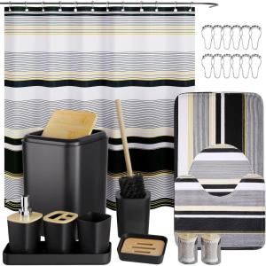 imageBathroom SetBathroom Sets with Shower Curtain and Rugs Sequin Shower Curtain Set Orange Bathroom Rugs Sets Bathroom DecorBlack8