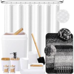 imageBathroom SetBathroom Sets with Shower Curtain and Rugs Sequin Shower Curtain Set Orange Bathroom Rugs Sets Bathroom DecorWhite1