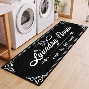 imageBlack Laundry Mat 20quotx47quot  HighDensity Memory Foam Rug Industrial Farmhouse NonSlip Runner for Laundry Room Kitchen ampamp MudroomBlack