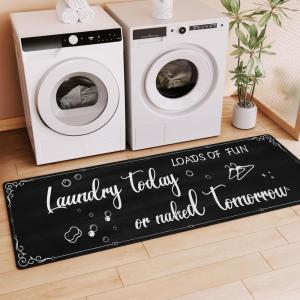 imageBlack Laundry Mat 20quotx47quot  HighDensity Memory Foam Rug Industrial Farmhouse NonSlip Runner for Laundry Room Kitchen ampamp MudroomBlacksaying01
