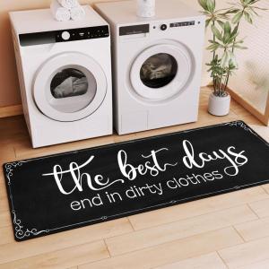 imageBlack Laundry Mat 20quotx47quot  HighDensity Memory Foam Rug Industrial Farmhouse NonSlip Runner for Laundry Room Kitchen ampamp MudroomBlacksaying03