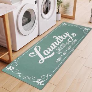 imageBlack Laundry Mat 20quotx47quot  HighDensity Memory Foam Rug Industrial Farmhouse NonSlip Runner for Laundry Room Kitchen ampamp MudroomCyan