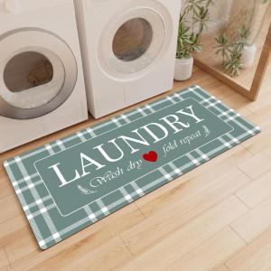 imageBlack Laundry Mat 20quotx47quot  HighDensity Memory Foam Rug Industrial Farmhouse NonSlip Runner for Laundry Room Kitchen ampamp MudroomCyanbuffalo Plaid