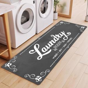 imageBlack Laundry Mat 20quotx47quot  HighDensity Memory Foam Rug Industrial Farmhouse NonSlip Runner for Laundry Room Kitchen ampamp MudroomGrey