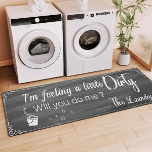 imageBlack Laundry Mat 20quotx47quot  HighDensity Memory Foam Rug Industrial Farmhouse NonSlip Runner for Laundry Room Kitchen ampamp MudroomGreysaying02