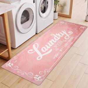 imageBlack Laundry Mat 20quotx47quot  HighDensity Memory Foam Rug Industrial Farmhouse NonSlip Runner for Laundry Room Kitchen ampamp MudroomPink