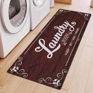 imageBlack Laundry Mat 20quotx47quot  HighDensity Memory Foam Rug Industrial Farmhouse NonSlip Runner for Laundry Room Kitchen ampamp MudroomRed