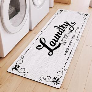 imageBlack Laundry Mat 20quotx47quot  HighDensity Memory Foam Rug Industrial Farmhouse NonSlip Runner for Laundry Room Kitchen ampamp MudroomWhite