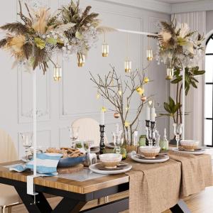 imageOver The Table Rod Stand with Clamps Adjustable 3279 Tall 32quot131quot Length Black Table Arch Stand Metal Balloon Frame Hanging Rod for Weddings Birthdays Party Garden Arbors DecorationWhite