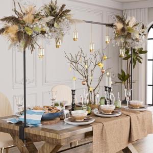 imageOver The Table Rod Stand with Clamps Adjustable 3279 Tall 32quot131quot Length Black Table Arch Stand Metal Balloon Frame Hanging Rod for Weddings Birthdays Party Garden Arbors DecorationBlack