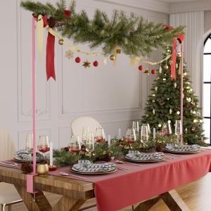 imageOver The Table Rod Stand with Clamps Adjustable 3279 Tall 32quot131quot Length Black Table Arch Stand Metal Balloon Frame Hanging Rod for Weddings Birthdays Party Garden Arbors DecorationPink