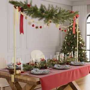 imageOver The Table Rod Stand with Clamps Adjustable 3279 Tall 32quot131quot Length Black Table Arch Stand Metal Balloon Frame Hanging Rod for Weddings Birthdays Party Garden Arbors DecorationGold