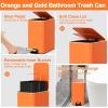 image11PCS Bathroom Sets with Shower Curtain and Rugs Bathroom Accessories Set Orange Bathroom SetSoap Dispenser ampamp Toilet Brush Holder Set with Stainless Steel Trash CanBath SetShower CurtainBath Rugs