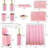 image11PCS Bathroom Sets with Shower Curtain and Rugs Bathroom Accessories Set Orange Bathroom SetSoap Dispenser ampamp Toilet Brush Holder Set with Stainless Steel Trash CanBath SetShower CurtainBath Rugs