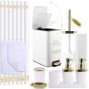 image11PCS Bathroom Sets with Shower Curtain and Rugs Bathroom Accessories Set Orange Bathroom SetSoap Dispenser ampamp Toilet Brush Holder Set with Stainless Steel Trash CanBath SetShower CurtainBath Rugs