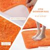 image11PCS Bathroom Sets with Shower Curtain and Rugs Bathroom Accessories Set Orange Bathroom SetSoap Dispenser ampamp Toilet Brush Holder Set with Stainless Steel Trash CanBath SetShower CurtainBath Rugs
