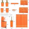image11PCS Bathroom Sets with Shower Curtain and Rugs Bathroom Accessories Set Orange Bathroom SetSoap Dispenser ampamp Toilet Brush Holder Set with Stainless Steel Trash CanBath SetShower CurtainBath Rugs