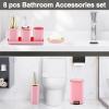 image11PCS Bathroom Sets with Shower Curtain and Rugs Bathroom Accessories Set Orange Bathroom SetSoap Dispenser ampamp Toilet Brush Holder Set with Stainless Steel Trash CanBath Set
