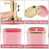 image11PCS Bathroom Sets with Shower Curtain and Rugs Bathroom Accessories Set Orange Bathroom SetSoap Dispenser ampamp Toilet Brush Holder Set with Stainless Steel Trash CanBath Set