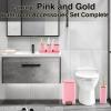 image11PCS Bathroom Sets with Shower Curtain and Rugs Bathroom Accessories Set Orange Bathroom SetSoap Dispenser ampamp Toilet Brush Holder Set with Stainless Steel Trash CanBath Set