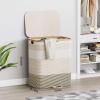 image160L Double Laundry Hamper with Lid Dirty Clothes Hamper with 2 Removable Bags Beige Laundry Hamper 2 section with Bamboo Handles Easy to Carry for Bedroom Bathroom Dorm CollegeBeige Gradient
