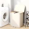 image160L Double Laundry Hamper with Lid Dirty Clothes Hamper with 2 Removable Bags Beige Laundry Hamper 2 section with Bamboo Handles Easy to Carry for Bedroom Bathroom Dorm CollegeBeige