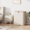 image160L Double Laundry Hamper with Lid Dirty Clothes Hamper with 2 Removable Bags Beige Laundry Hamper 2 section with Bamboo Handles Easy to Carry for Bedroom Bathroom Dorm CollegeBeige