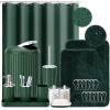 image24 PCS Dark Green Bathroom Accessories Set with Shower Curtain and Rugs Bathroom Sets with Extra Soft and Absorbent Bath Rugs Shower Curtain Bathroom Accessory for BathBathroom SetShower CurtainBath Rugs