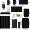 image24 PCS Dark Green Bathroom Accessories Set with Shower Curtain and Rugs Bathroom Sets with Extra Soft and Absorbent Bath Rugs Shower Curtain Bathroom Accessory for BathBathroom SetShower CurtainBath RugsTowels