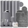 image24 PCS Dark Green Bathroom Accessories Set with Shower Curtain and Rugs Bathroom Sets with Extra Soft and Absorbent Bath Rugs Shower Curtain Bathroom Accessory for BathBathroom SetShower CurtainBath Rugs