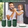 image24 PCS Dark Green Bathroom Accessories Set with Shower Curtain and Rugs Bathroom Sets with Extra Soft and Absorbent Bath Rugs Shower Curtain Bathroom Accessory for BathBathroom Set