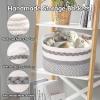 image3 Pack Rope Basket Beige Storage Baskets with Handle and Labels 13x9x9 Inch Woven Baskets Cotton Rope Woven Baskets for Organizing  Perfect for Kids Dog Toys Books Towels ShelvesGrey