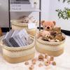 image3 Pack Rope Basket Beige Storage Baskets with Handle and Labels 13x9x9 Inch Woven Baskets Cotton Rope Woven Baskets for Organizing  Perfect for Kids Dog Toys Books Towels ShelvesBeige