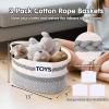 image3 Pack Rope Basket Beige Storage Baskets with Handle and Labels 13x9x9 Inch Woven Baskets Cotton Rope Woven Baskets for Organizing  Perfect for Kids Dog Toys Books Towels ShelvesGrey