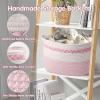 image3 Pack Rope Basket Beige Storage Baskets with Handle and Labels 13x9x9 Inch Woven Baskets Cotton Rope Woven Baskets for Organizing  Perfect for Kids Dog Toys Books Towels ShelvesPink