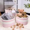 image3 Pack Rope Basket Beige Storage Baskets with Handle and Labels 13x9x9 Inch Woven Baskets Cotton Rope Woven Baskets for Organizing  Perfect for Kids Dog Toys Books Towels ShelvesPink