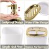 imageBathroom Accessories Set 10 Pieces White and Gold Bathroom Set Bathroom Accessory Set with Slim Trash CanSoap DispenserToilet BrushToothbrush Set Qtip Holders for HousewarmingBath Set
