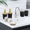 imageBathroom Accessories Set 10 Pieces White and Gold Bathroom Set Bathroom Accessory Set with Slim Trash CanSoap DispenserToilet BrushToothbrush Set Qtip Holders for HousewarmingBath Set