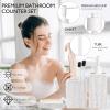 imageBathroom Set  Black Bathroom Accessories Set 5PCS Ceramic Bathroom Accessory Set Bathroom Sets with Soap Dispenser Toothbrush Tumbler Soap Dish Qtip Holder ampamp Vanity TrayBath Set