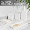 imageBathroom Set  Black Bathroom Accessories Set 5PCS Ceramic Bathroom Accessory Set Bathroom Sets with Soap Dispenser Toothbrush Tumbler Soap Dish Qtip Holder ampamp Vanity TrayBath Set